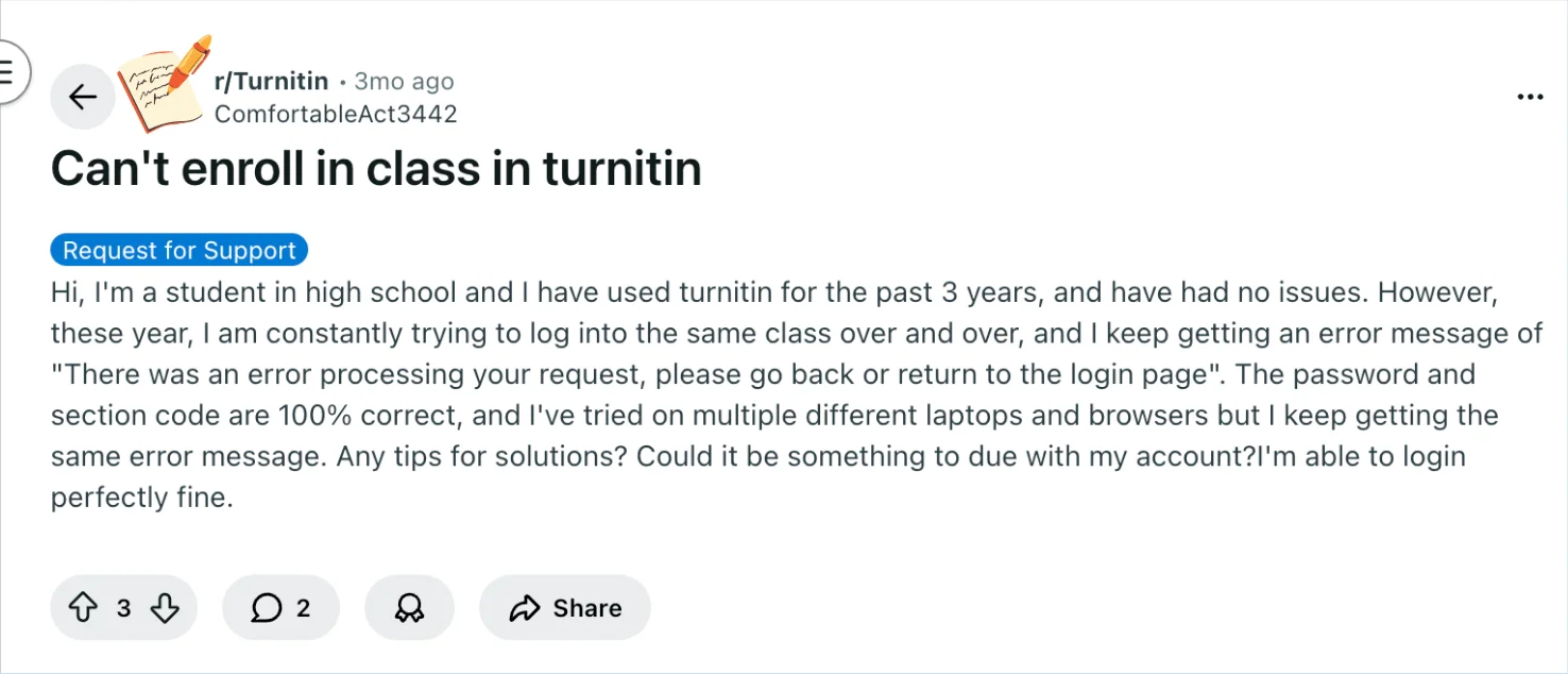 Reddit Impossible de s'inscrire à un cours dans Turnitin Reddit Impossible de s'inscrire à un cours dans Turnitin