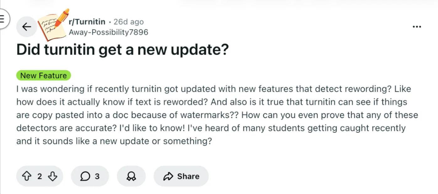 Reddit问题:Turnitin是否获得了新更新 Reddit问题:Turnitin是否获得了新更新