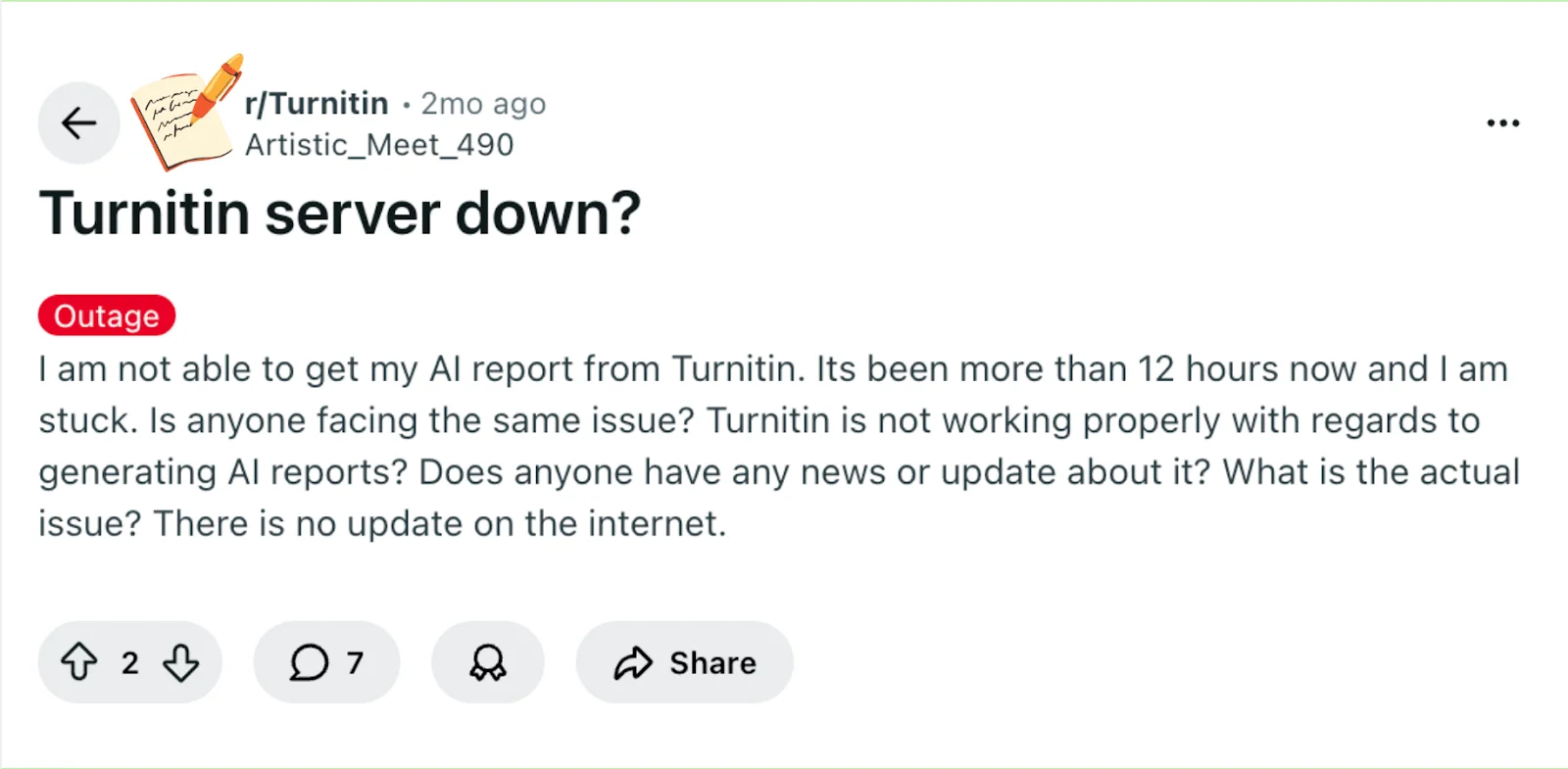 Serveur Turnitin en panne sur Reddit Serveur Turnitin en panne sur Reddit