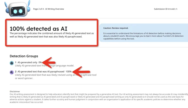 Turnitin AI Report Quillbot 100 Percent AI