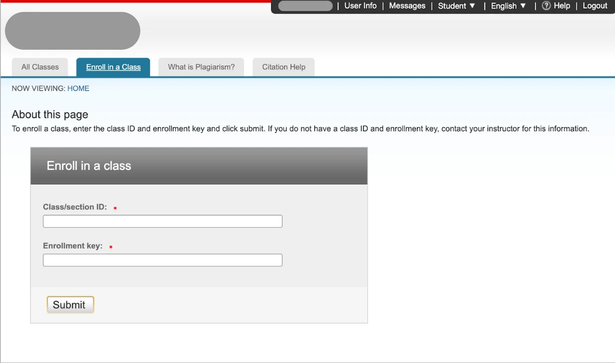 Tablero de Turnitin: Registrarse en una clase Tablero de Turnitin: Registrarse en una clase